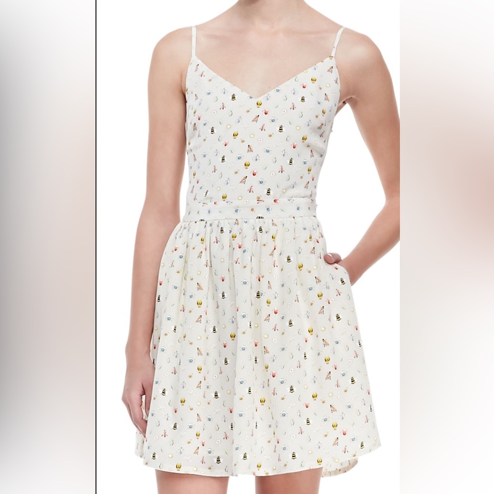 Joie Hudette Silk Bug-Print Sleeveless Dress, Size XS